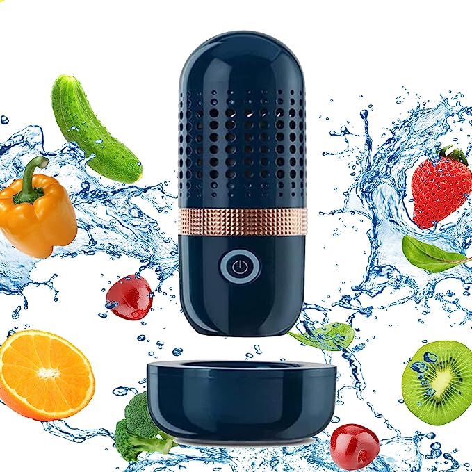 Fruit Vegetable Cleaning Machine, Cordless 4400mah Capsule Meat Washing Machine, Wireless Charging Fruit Purifier with OH-ion Purification Technology for Cleaning Fruit,Vegetable,Rice